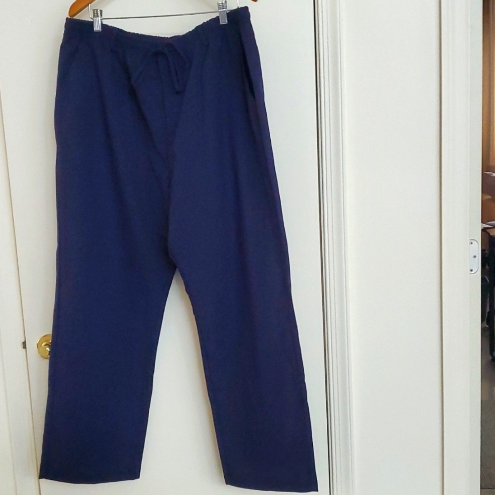 BNWT Men's Coofandy navy linen 3XL pants 40"x30 waist elastic to 48"